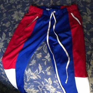 Fashion Nova Royal Blue, Red, and White joggers